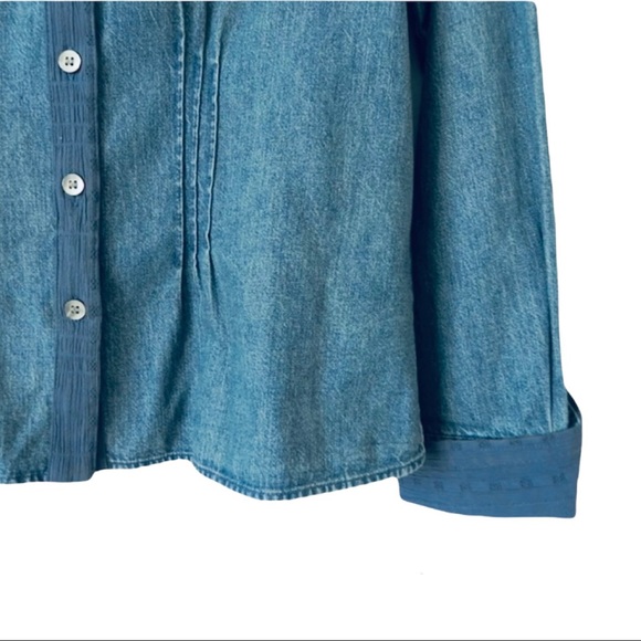 J. Jill Petite Women’s Long Sleeves Denim Blouse size LP - Picture 5 of 8
